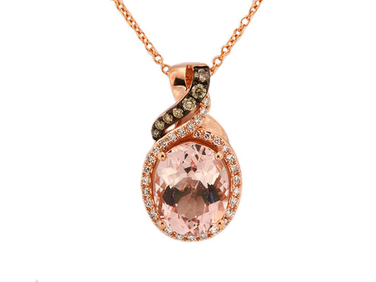 EFFY 14K ROSE GOLD DIAMOND,BROWN DIAMOND,MORGANITE PENDANT