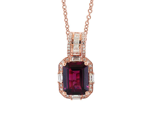 EFFY 14K ROSE GOLD DIAMOND,RHODOLITE PENDANT