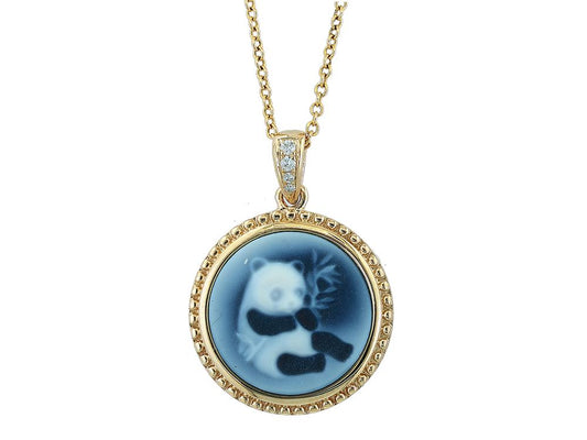 EFFY 14K YELLOW GOLD DIAMOND,AGATE CAMEO PENDANT