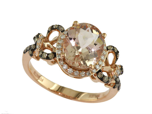 EFFY 14K ROSE GOLD DIAMOND,BROWN DIAMOND,MORGANITE RING