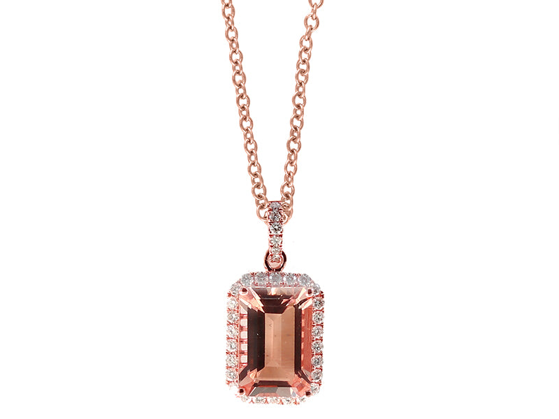 EFFY 14K ROSE GOLD DIAMOND,MORGANITE PENDANT