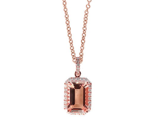 EFFY 14K ROSE GOLD DIAMOND,MORGANITE PENDANT