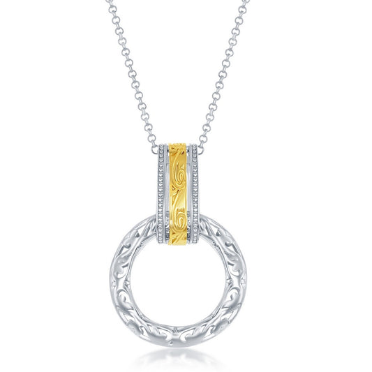 Sterling Silver, Two-Tone Filigree Design Door-Knocker Pendant