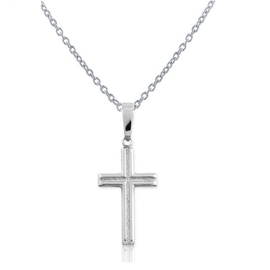 Sterling Silver Small Diamond-Cut Cross Pendant