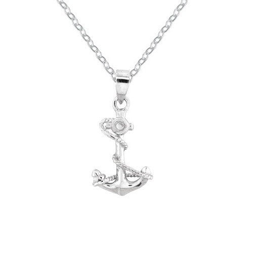 Sterling Silver Anchor with Twisted Rope Pendant