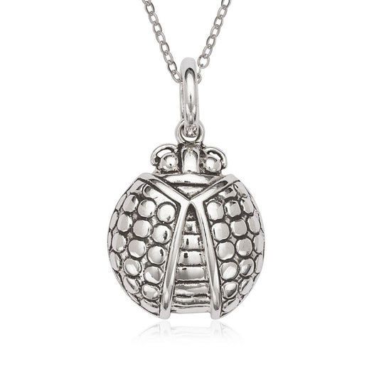 Sterling Silver Fancy Oxidized Ladybug Pendant