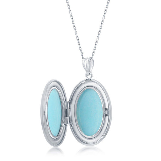Stering Silver, "I Love You To The Moon & Back" Oval Locket w/Chain