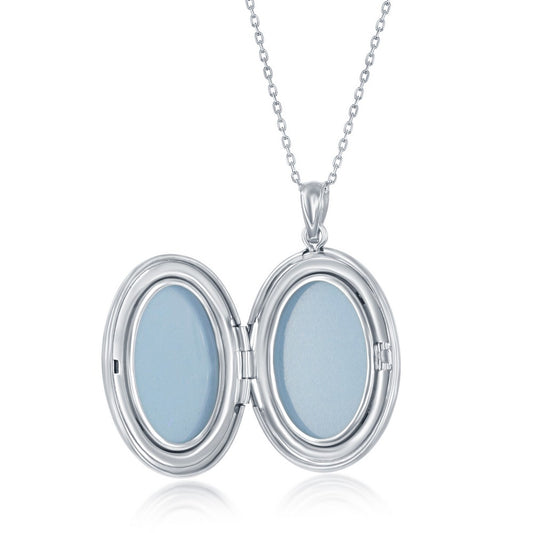 Sterling Silver Cross Oval Locket W/chain