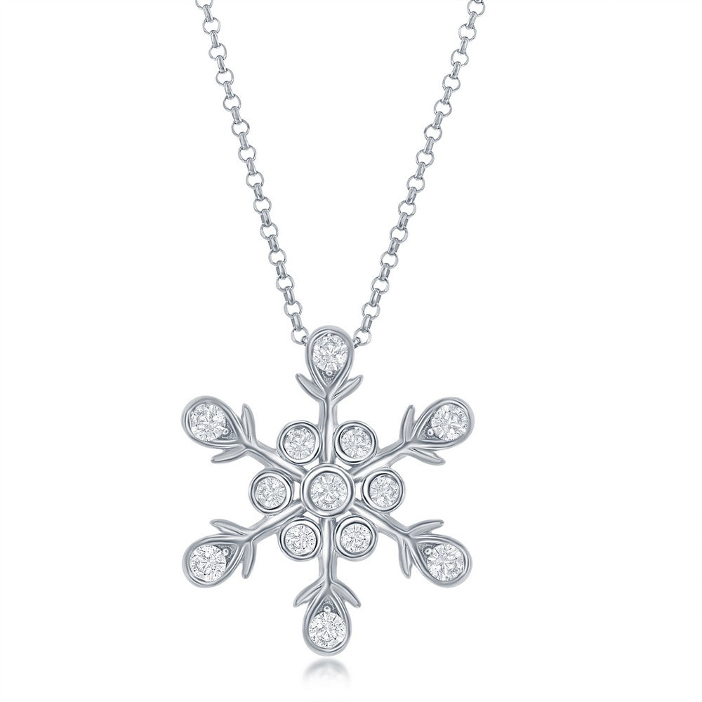 Sterling Silver Snowflake Style CZ Pendant