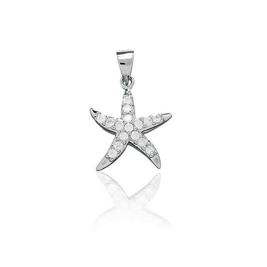 Sterling Silver CZ Starfish Pendant