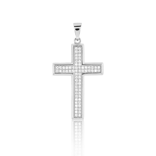 Sterling Silver Micro Pave CZ Cross Pendant