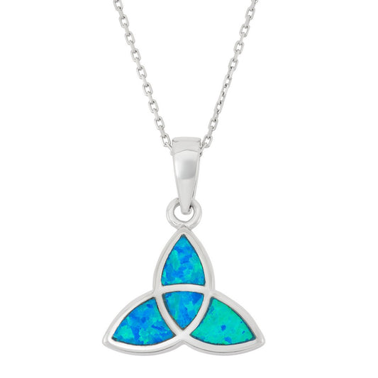 Sterling Silver and Blue Inlay Opal Celtic Knot Pendant