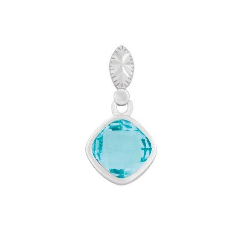 Sterling Silver Square Gemstone Pendant - Blue Topaz