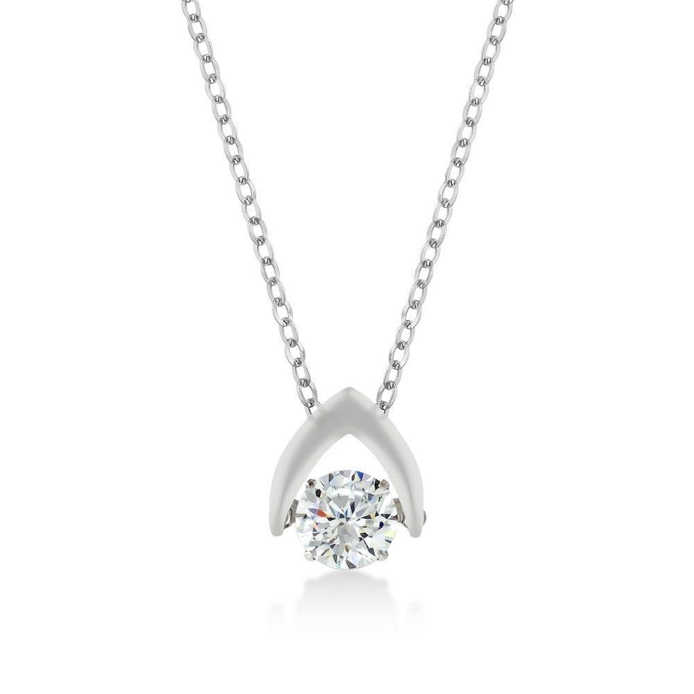 Sterling Silver Shimmering Dancing CZ Pendant w/Chain