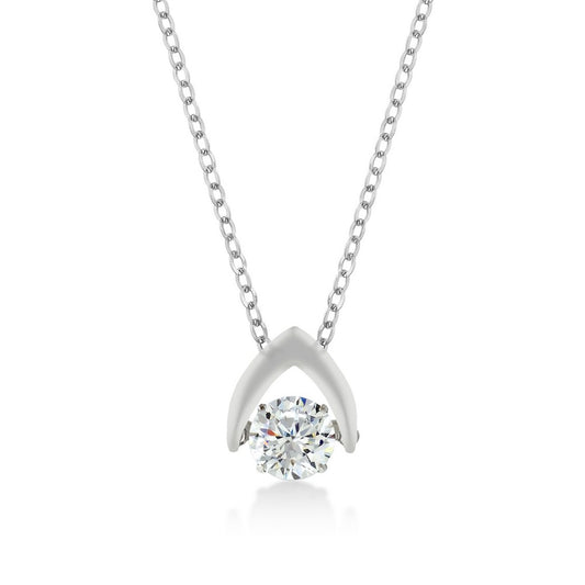 Sterling Silver Shimmering Dancing CZ Pendant w/Chain