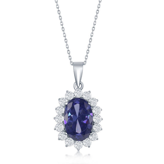 Sterling Silver Royal CZ Pendant - Tanzanite
