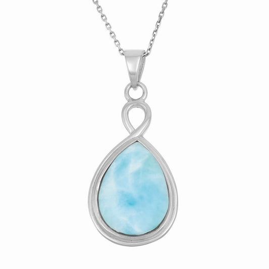 Sterling Silver Large Teardrop Larimar Pendant