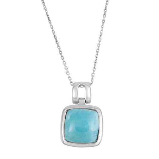 Sterling Silver Square Larimar Pendant