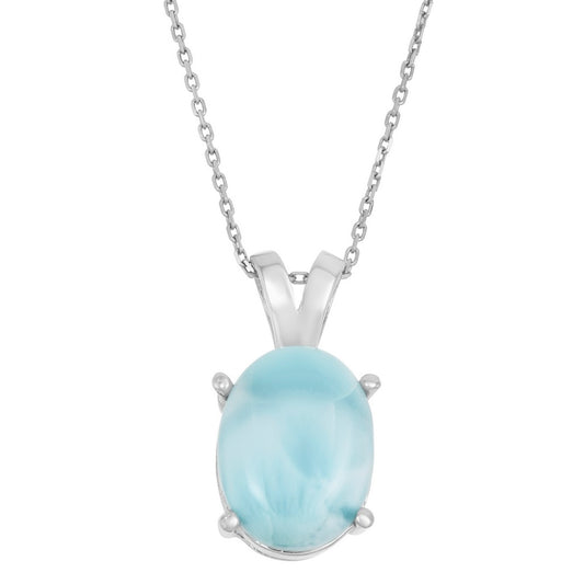 Sterling Silver Oval Larimar Pendant
