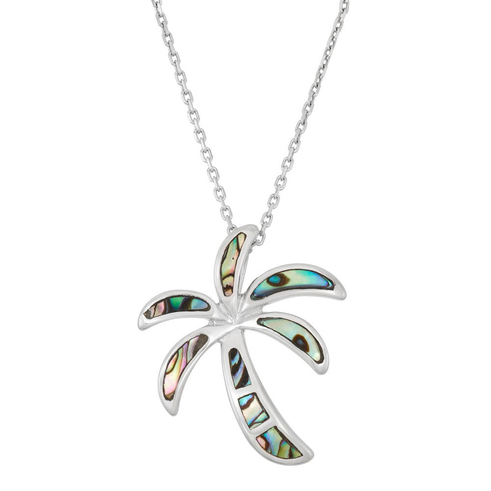 Sterling Silver Abalone Palm Tree Pendant