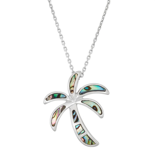 Sterling Silver Abalone Palm Tree Pendant