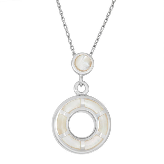 Sterling Silver White MOP Open Circle Pendant
