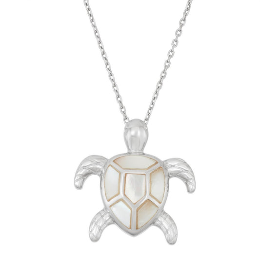 Sterling Silver White MOP Turtle Pendant