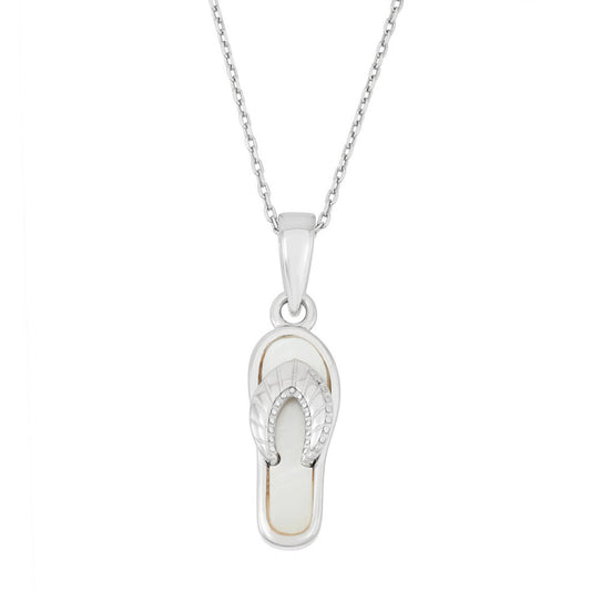 Sterling Silver White Flip-Flop Pendant - MOP