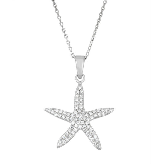 Sterling Silver CZ Starfish Pendant