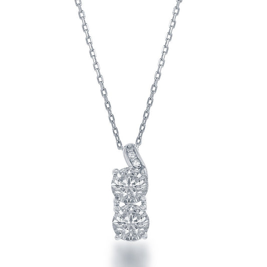 Sterling Silver "Us2gether" Square Cubic Zirconia  Pendant