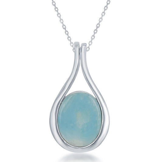 Sterling Silver Teardrop Larimar Pendant