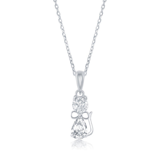 Sterling Silver, Cubic Zirconia Cat Pendant
