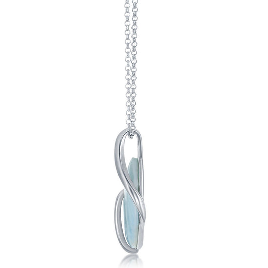 Sterling Silver Large Pear-Shaped Larimar Designed Pendant
