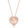 Load image into Gallery viewer, Sterling Silver Heart Morganite CZ with White CZ Border Pendant - Rose Gold Plated
