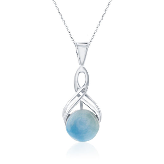 Sterling Silver Infinity Round Larimar Pendant