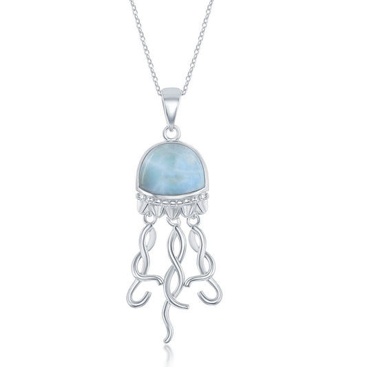 Sterling Silver Larimar Jellyfish Pendant