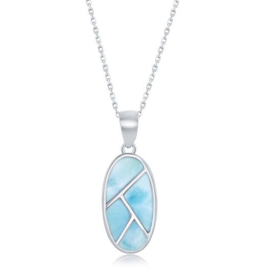 Sterling Silver Oval Multi-Shaped Larimar Pendant