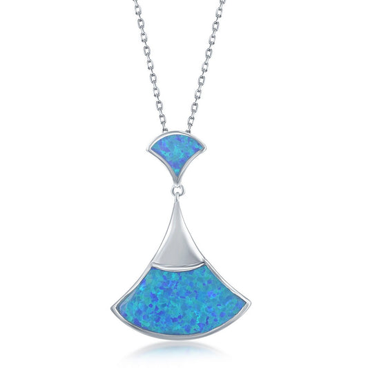 Sterling Silver Triangle-Shaped Blue Inaly Opal Pendant