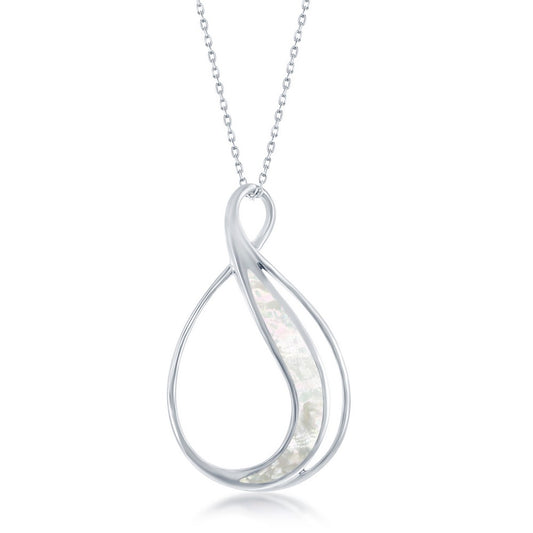 Sterling Silver, Whtie MOP Pearshaped Pendant
