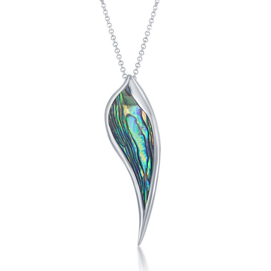 Sterling Silver Long Leaf Pendant - Abalanoe