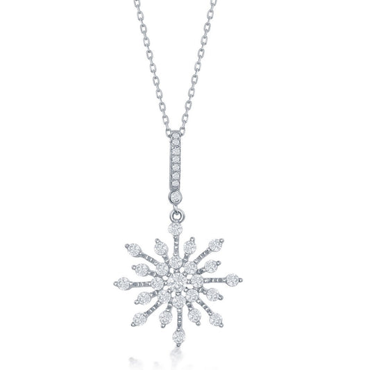 Sterling Silver Snowflake CZ Pendant
