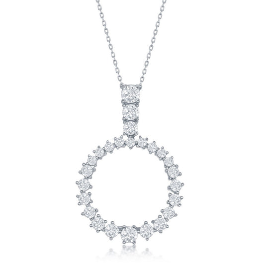 Sterling Silver Open CZ Circle Pendant