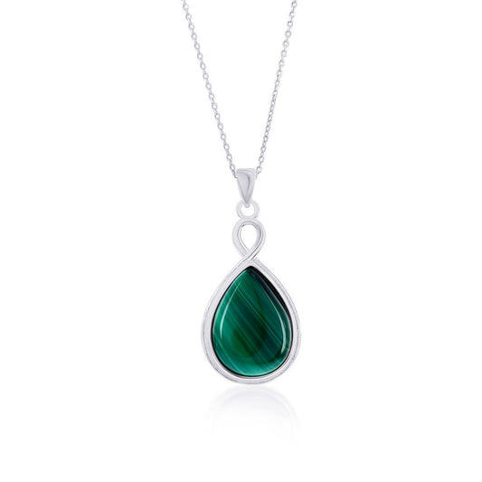 Sterling Silver, Pear-Shaped Malachite Pendant