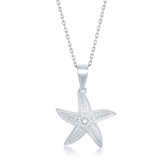 Sterling Silver Diamond Accent Starfish Pendant w/ Chain