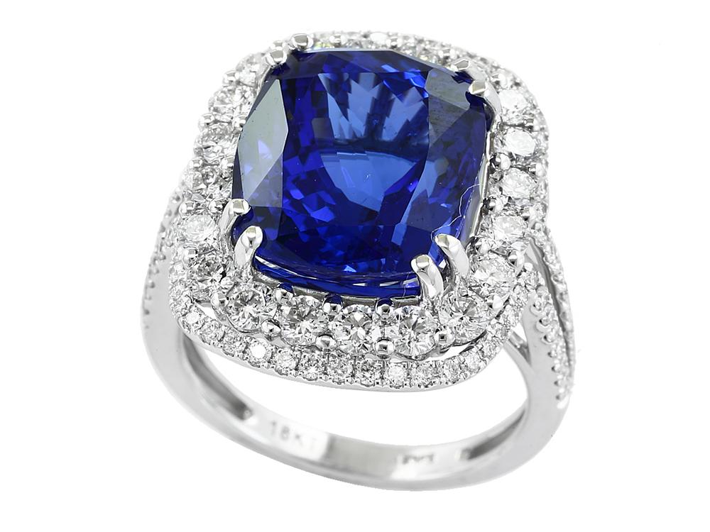 EFFY 18K WHITE GOLD DIAMOND,TANZANITE RING