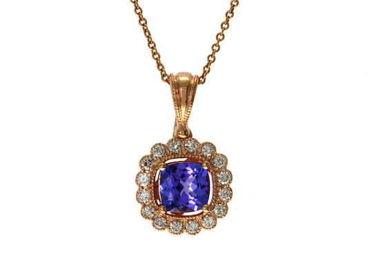 EFFY 14K ROSE GOLD DIAMOND,TANZANITE PENDANT