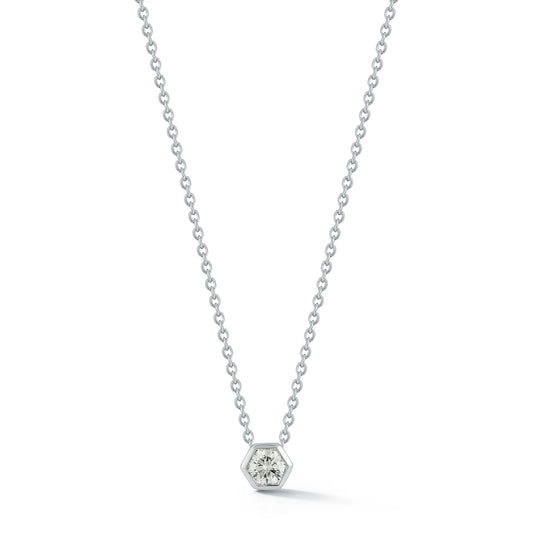 Hexagon Bezel Set Solitaire Diamond Pendant