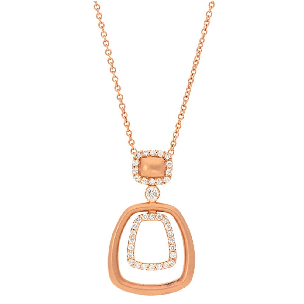 Pave Diamond and Satin Gold Drop Pendant