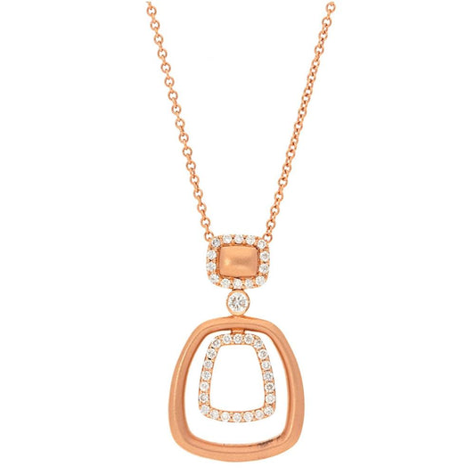 Pave Diamond and Satin Gold Drop Pendant