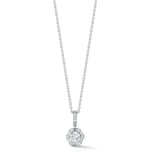 Diamond Pendant with Hexagon Diamond Border